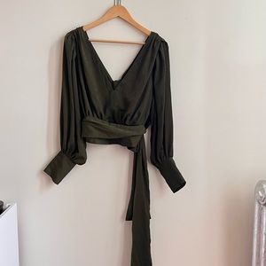 Banana Republic Olive Wrap Top